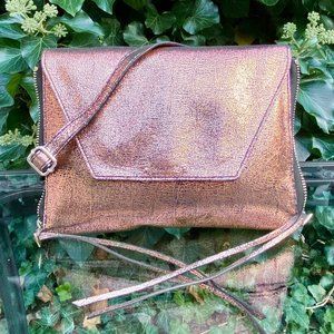 NEW! OLIVIA HARRIS Amanda Crossbody Leather Bag in Rose Gold